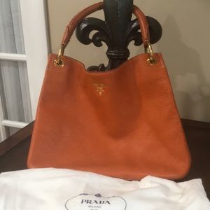 Prada pebbles leather hobo